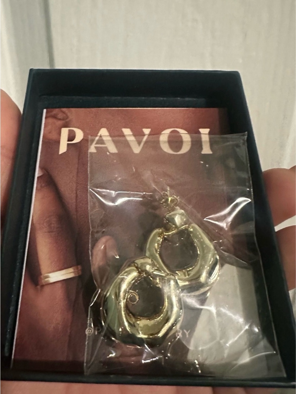 PAVOI Gold Sculpted Hoop Drop Earrings for Women